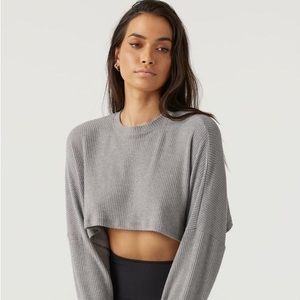 Joah Brown Slouchy Crop Pullover - slight discoloration on front